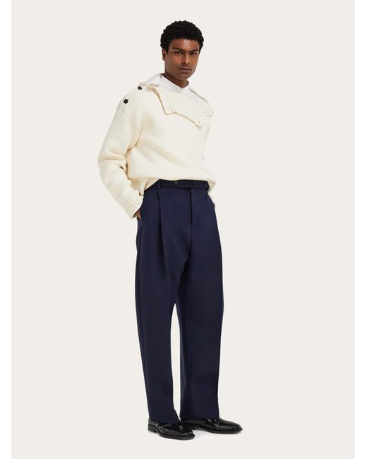 Ferragamo Natural Knitted Sweater With Button Detail for men