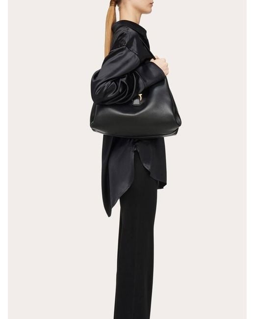 Ferragamo Black Mia Tote Bag (L)