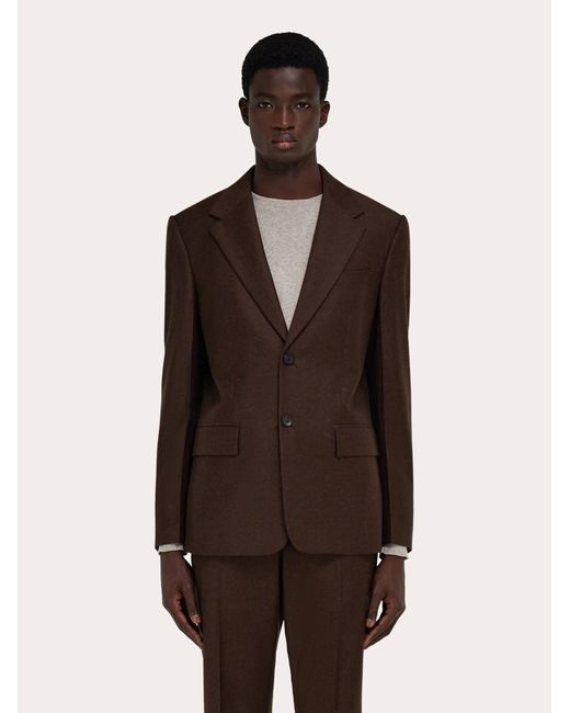 Ferragamo Brown Single Breasted Flannel Blazer for men