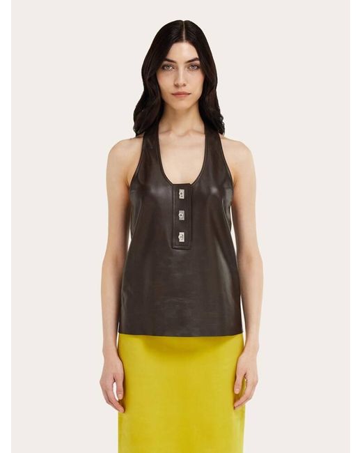 Ferragamo Black Nappa Racer Back Vest