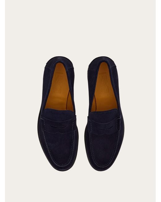 Ferragamo Blue Tramezza Penny Loafer for men