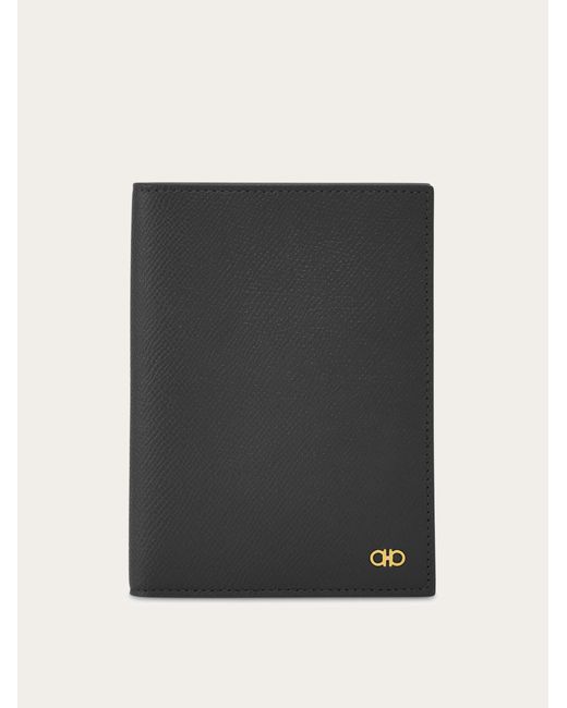 Ferragamo Black Gancini Passport Holder for men