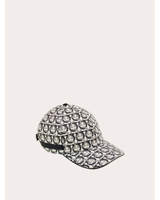 Ferragamo White Gancini Baseball Cap for men