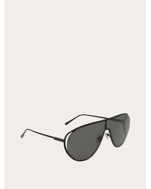 Ferragamo Gray Mask Frame Sunglasses