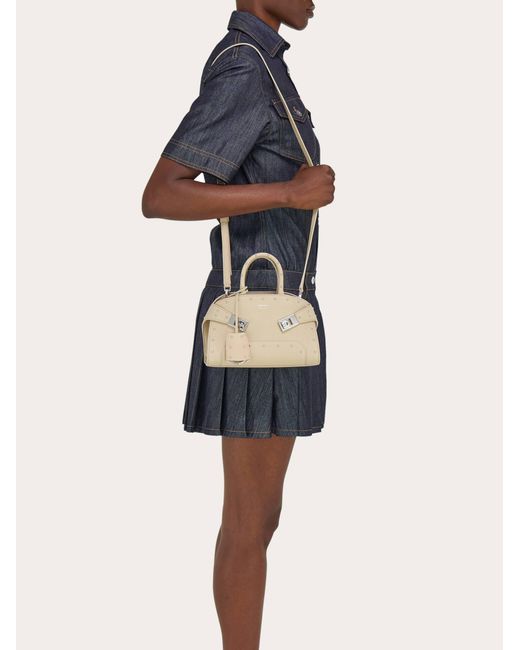 Ferragamo Natural Hug Handbag With Studs (Xs)