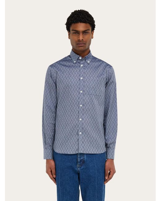 Ferragamo Blue Monogram Shirt for men
