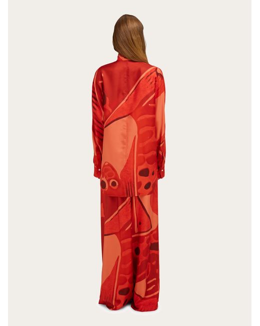 Mujer Camisa Con Lazo Rojo Ferragamo de color Red