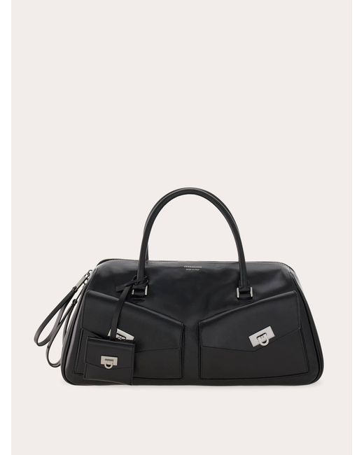 Ferragamo Black Multipocket Bowling Bag (M)