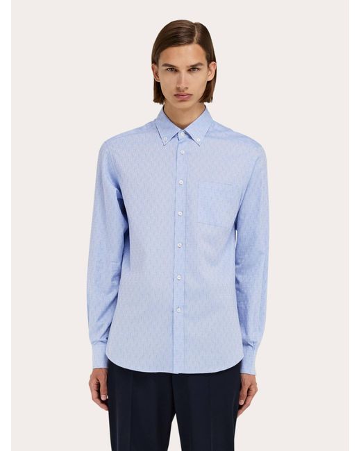 Ferragamo Blue Monogram Shirt for men