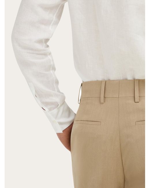 Ferragamo Natural Silk And Wool Tailored Trouser for men