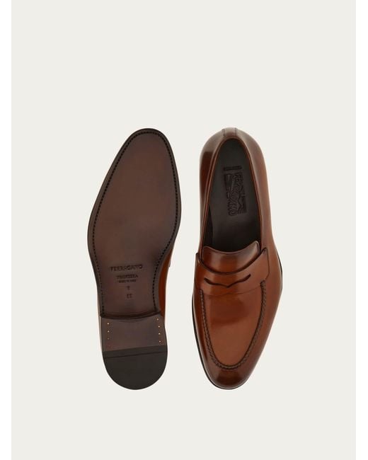 Ferragamo Brown Tramezza Penny Loafer for men