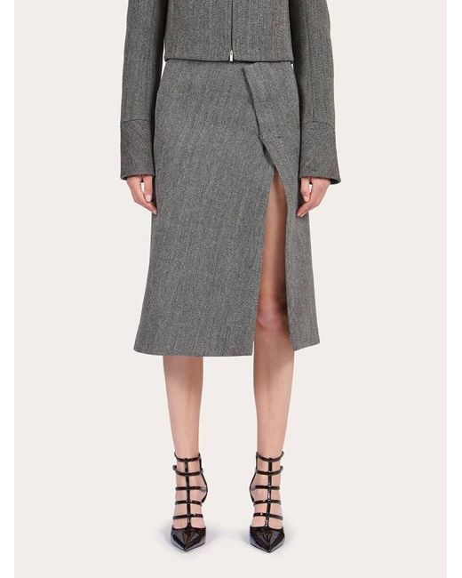 Ferragamo Gray Women Tweed Wrap Skirt