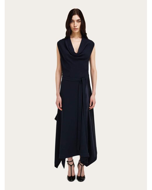 Ferragamo Blue Asymmetric Dress