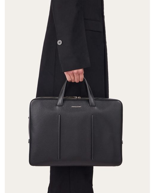 Ferragamo Black Dual Pocket Business Bag for men