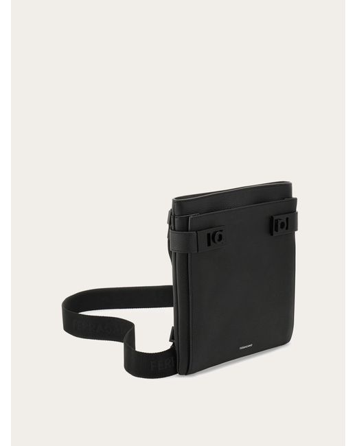Ferragamo Black North-South Crossbody Bag With Hug Buckle for men