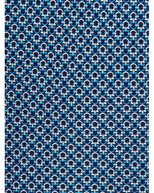 Ferragamo Blue Gancini Print Silk Tie for men