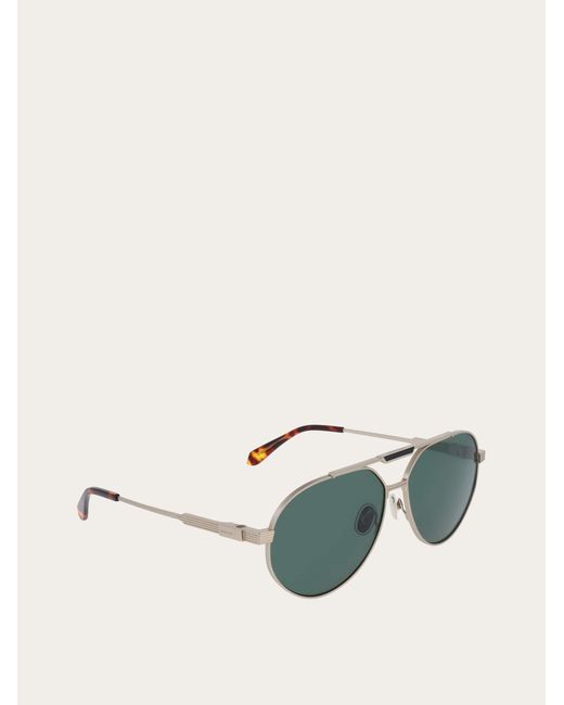 Ferragamo Green Aviator Frame Sunglasses for men