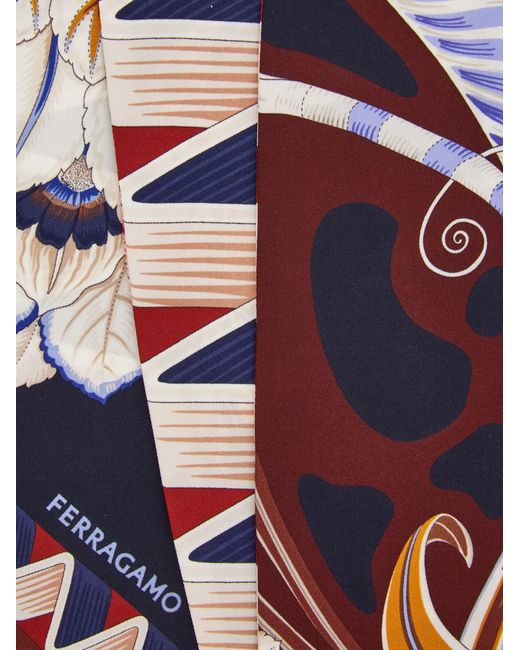Ferragamo Blue Giada Print Silk Mini Bandeau