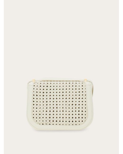 Ferragamo Natural Double Gancini North-South Crossbody Bag