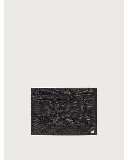 Ferragamo Black Textured Leather Card Case for men