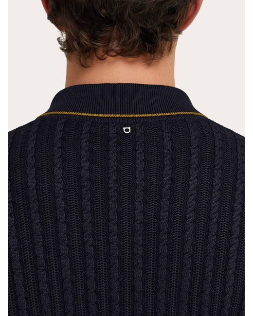 Ferragamo Blue Cotton And Silk Cardigan for men