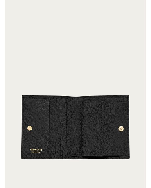 Ferragamo Black Ferragamo Gancini Leather Compact French Wallet