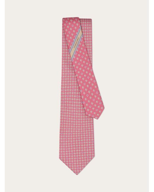 Ferragamo Pink Turtles Print Silk Tie for men