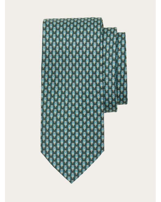 Ferragamo Green Scooter Print Silk Tie for men