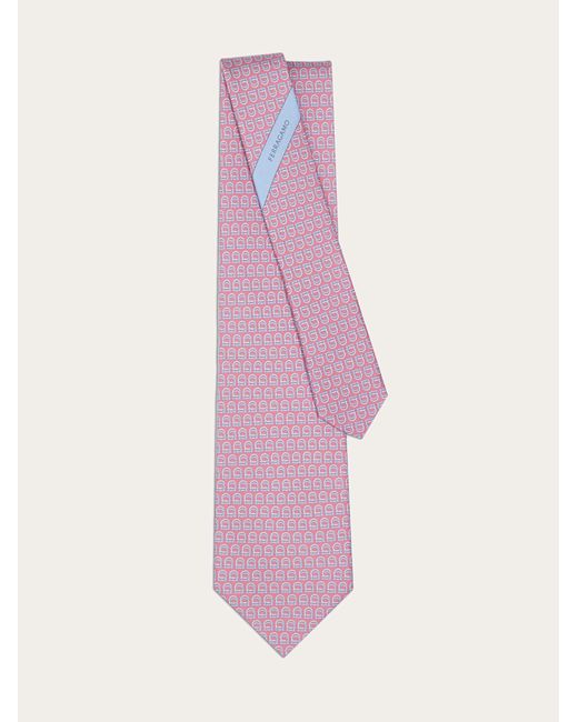 Cravatta in seta stampa Gancini intrecciati di Ferragamo in Pink da Uomo