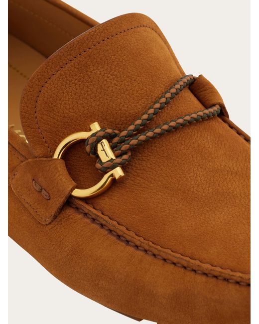 Ferragamo Brown Gancini Ornament Driver for men