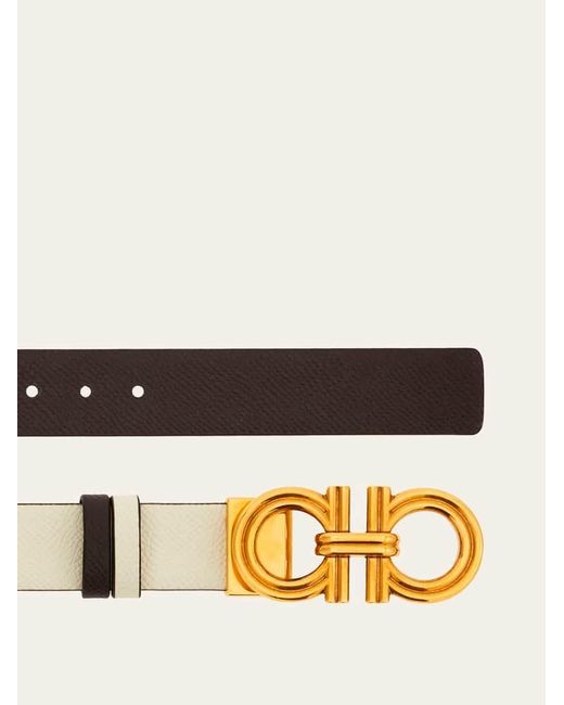 Ferragamo Natural Reversible And Adjustable Gancini Belt