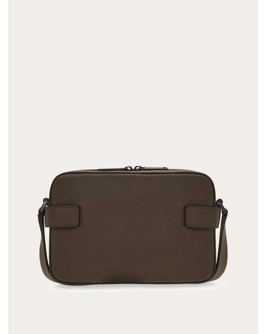 Ferragamo Brown East-West Crossbody Bag With Hug Buckle for men