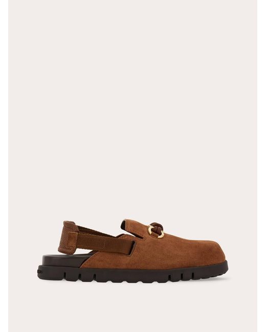 Ferragamo Brown Gancini Buckle Mule for men