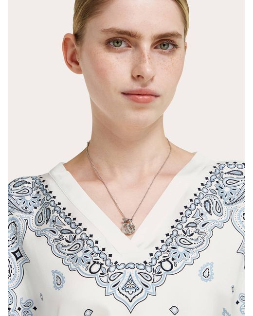 Ferragamo Natural Gancini Pendant Necklace With Crystal Rings