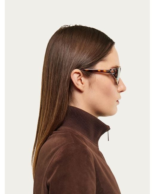 Ferragamo Natural Oval Frame Sunglasses