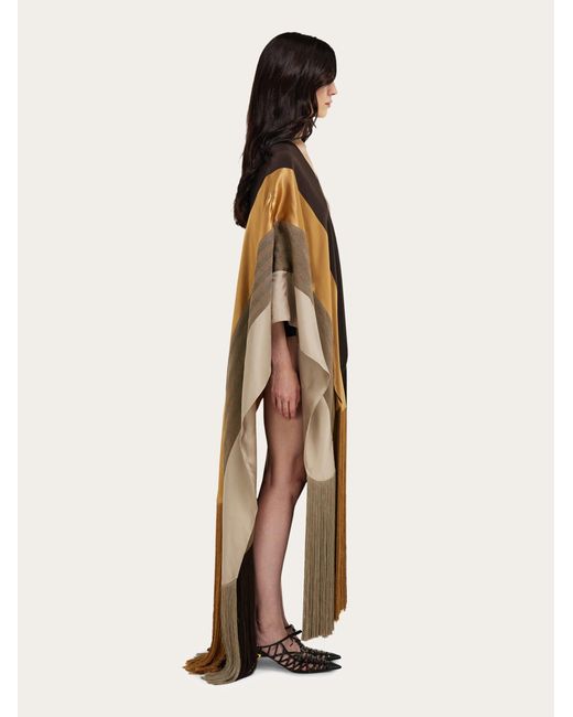 Ferragamo Brown Patchwork Poncho