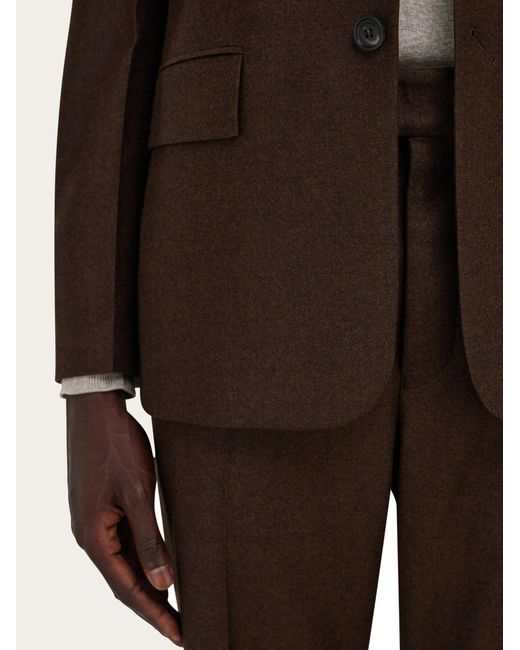 Ferragamo Brown Single Breasted Flannel Blazer for men