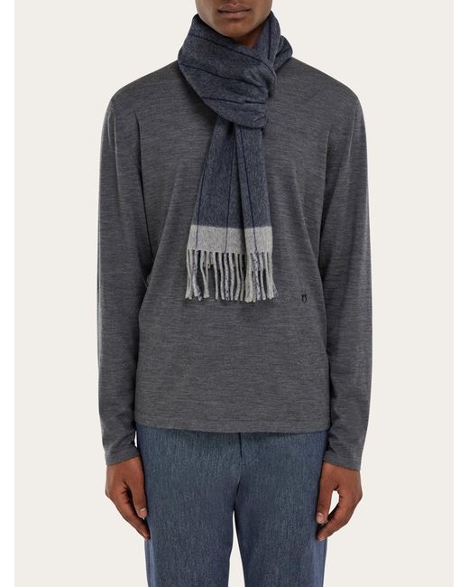 Ferragamo Blue Mixed Cashmere Scarf for men