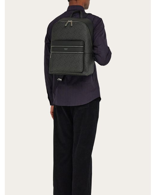 Ferragamo Black Monogram Backpack for men