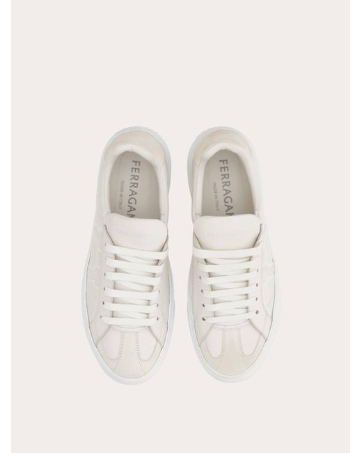 Ferragamo White Gancini Sneaker for men
