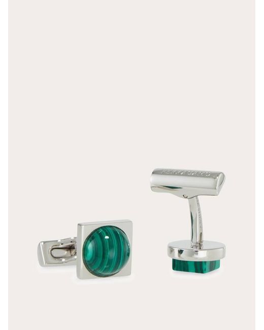 Ferragamo Green Semi Precious Stone Cufflinks for men