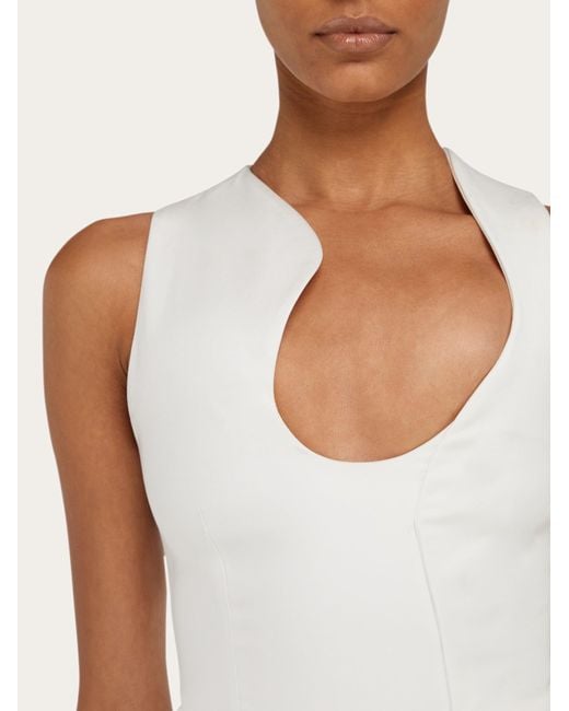Ferragamo White Damen Asymmetrisches Kleid Mit Formschnitt