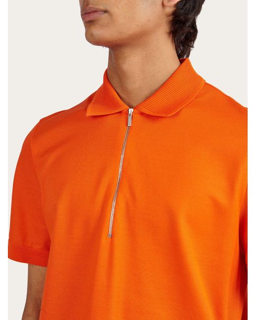 Uomo Polo Con Zip di Ferragamo in Orange da Uomo