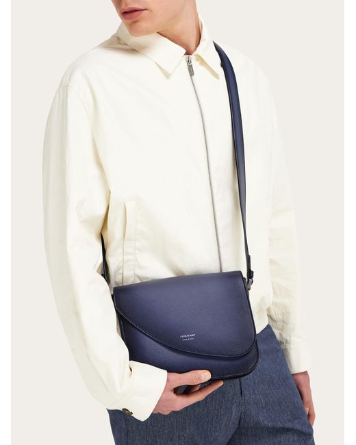 Ferragamo Blue Fiamma Messenger Bag (S) for men