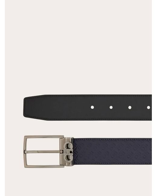 Ferragamo White Reversible And Adjustable Gancini Belt for men