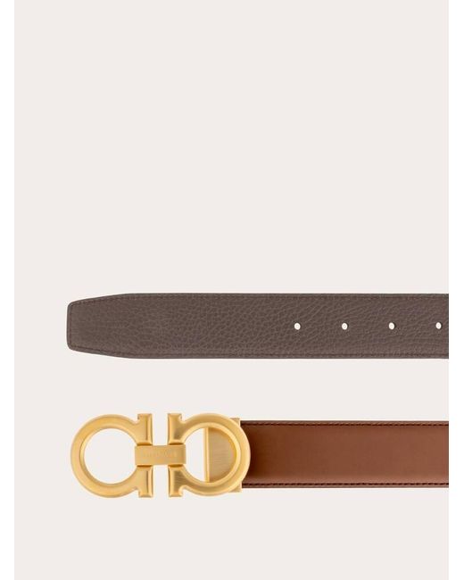 Ferragamo Natural Reversible And Adjustable Gancini Belt for men