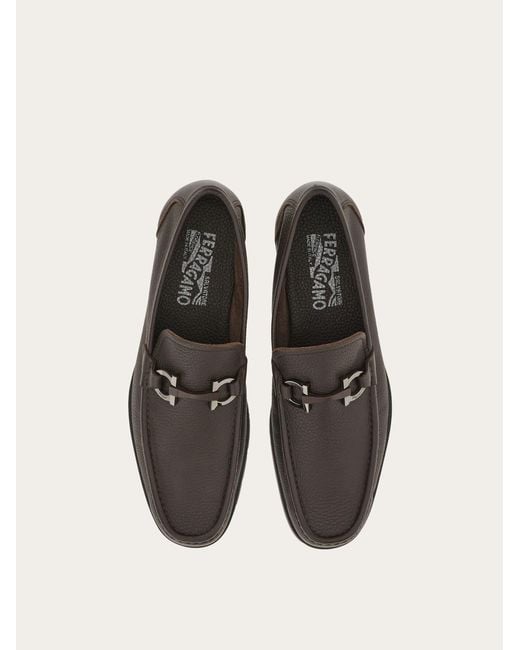 Ferragamo Brown Grandioso Gancini Bit Leather Loafers for men