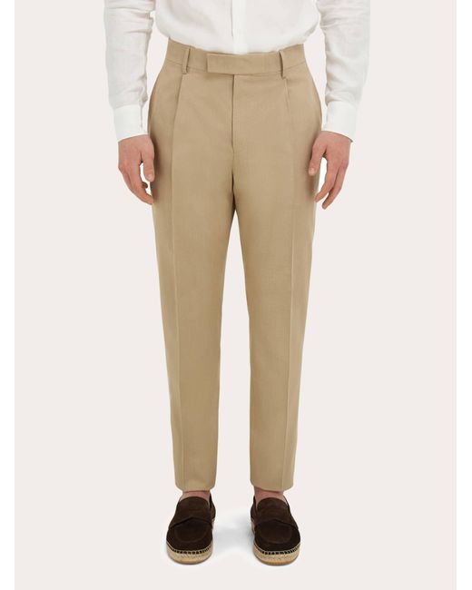 Ferragamo Natural Silk And Wool Tailored Trouser for men