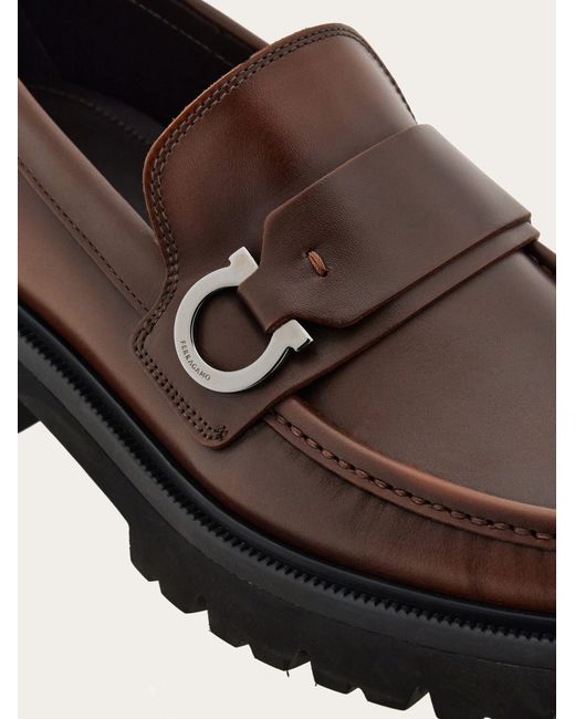 Ferragamo White Loafer With Gancini Detail for men
