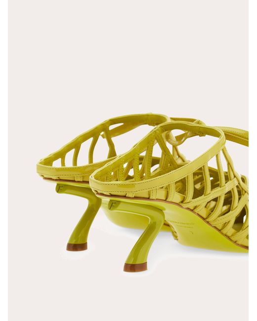 Ferragamo Yellow S-Shaped Heel Mule